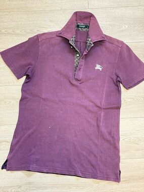 Burberry Black Label Men's Purple Cotton Polo Shirt with Logo Sz.2/S Slim Fit